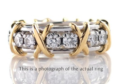 Tiffany & Co. Schlumberger Diamantring mit 16 Steinen, Größe J / 4,75, Tiffany Boxen