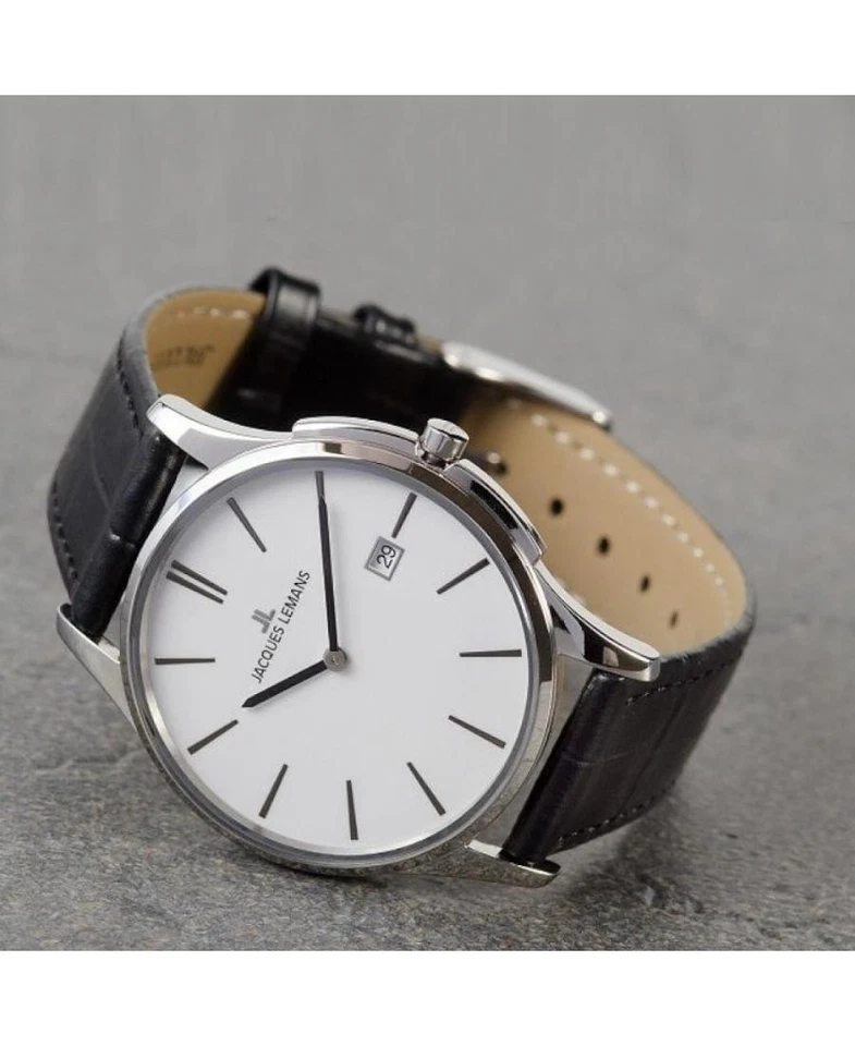 JACQUES LEMANS Mujer Reloj Analógico Cuarzo Informal Vestido Clásico Esfera Blanca Impermeable Foto 2 de 4