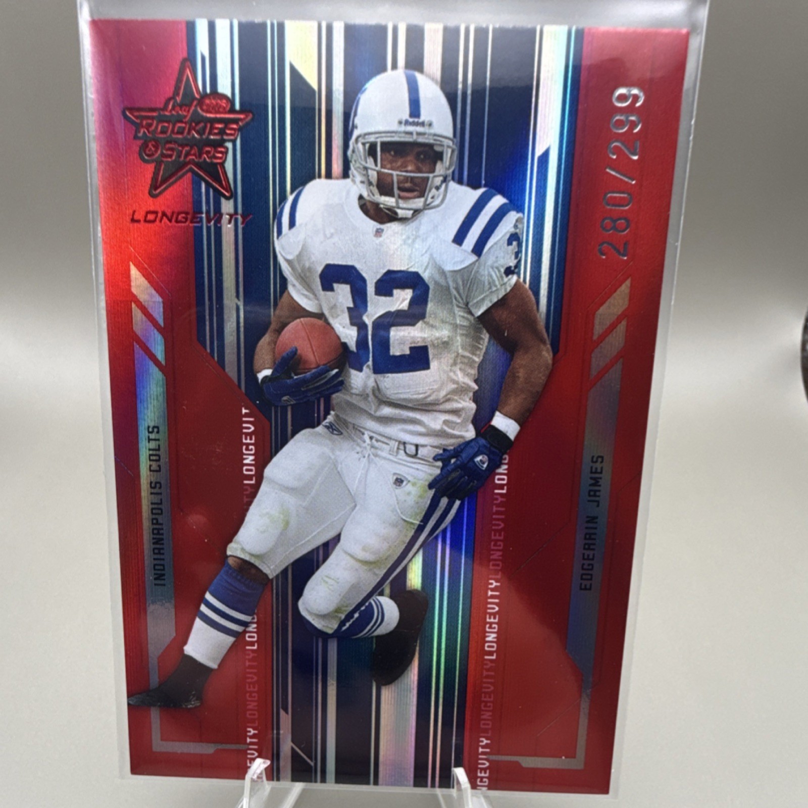 Donruss 2005 Leaf Rookies & Stars Longevity Edgerrin James #41 Colts Ruby /299