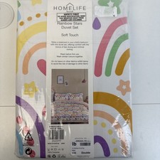 DOUBLE DUVET COVER SETS kids BOYS GIRLS - rainbow STARS 