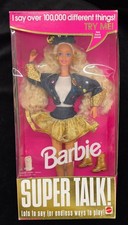 Super Talk Barbie Blonde Doll Blue Gold Nautical Outfit 1994 Mattel 12290 NRFB