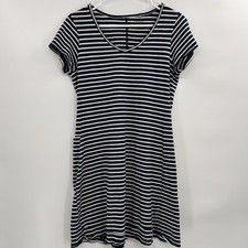 Toad & Co Marley Short Sleeve Striped Dress Size M Blue Nautical Organic Cotton