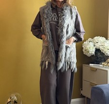 Grey Fur Gilet Waistcoat Body warmer Boho Vibes Retro Trend 8 10 12 Winter