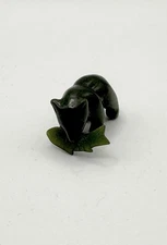 Vintage Hand Carved Nephrite Jade Bear, Totem Animal, Miniature Sculpture No.5
