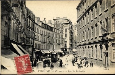 Ak Paris XIX. Buttes Chaumont, Rue de Belleville - 4271241