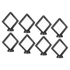 3D Floating Display Frame Coin Jewelry Case with Base 4.3" x 4.3" Black 8pcs