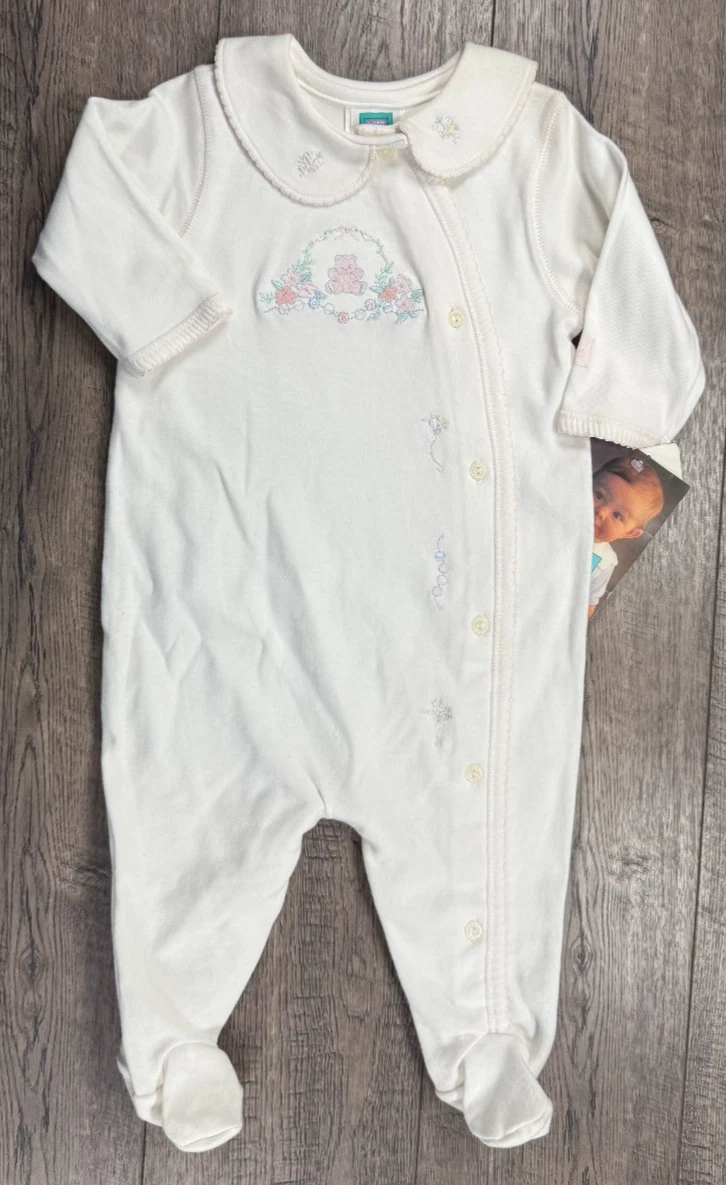 Baby Girl Clothes New Vintage Little Me 6 Month Floral Bear Outfit