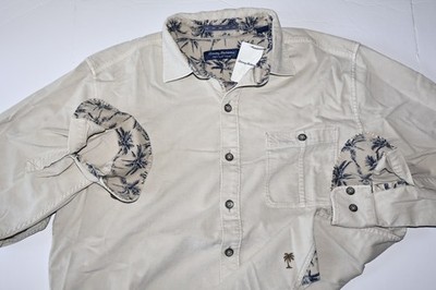 Tommy Bahama Shirt Coastline Cord Sun Fade Solid Warm Mist Beige LS New Medium M