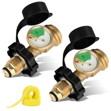 Propane Tank Adapter with Gauge Converts POL LP Tank Service Valve to QCC1 / ...