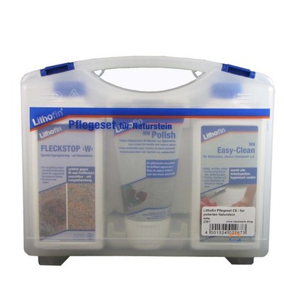 Lithofin Pflegeset CE für Naturstein / Fleckstop W, MN Politur, MN Easy Clean