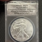 2020-P American Silver Eagle ANACS MS70 Emergency Production First Strike #9