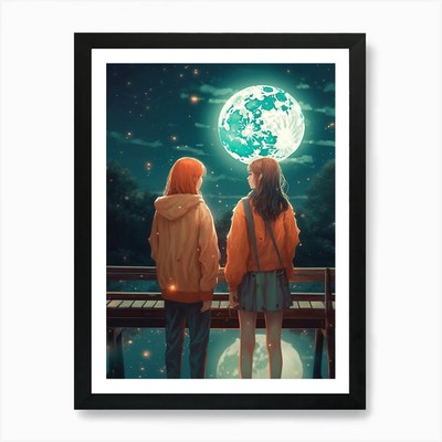 Japanischer Lofi Stil 4 Kunstdruck gerahmt Wandbild Poster Leinwanddruck Bild
