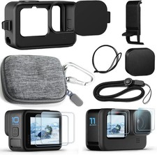 Accessories Kit for Go Pro Hero12/Hero11/Hero10/Hero9 Black,Carrying Case Silico