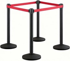 Crowd Control Stanchions+ Retractable Belts 4 Connectable Posts Safety Barriers