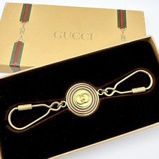 GUCCI Keyring chain Interlocking Sherry Line Circle Gold Double hook G Carabiner