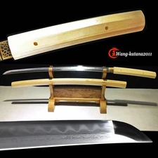 Natural Wood Full Tang Shirasaya Sword Sharp Japanese Samurai Katana Clay Temper