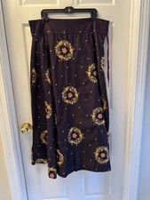 Handmade Purple Embroidered Maxi Skirt Boho Indian Floral Drawstring