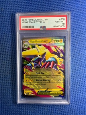 2025 Pokemon Mega Evolutions # 050 Mega Manectric EX PSA 10 Card