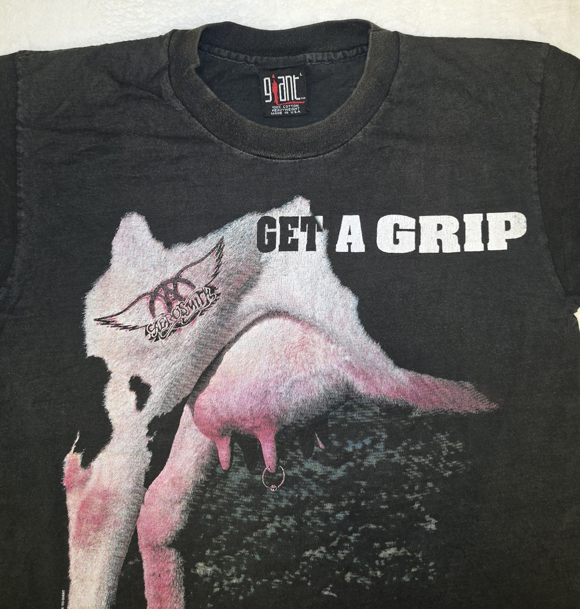 Vintage 1993 Aerosmith Get A Grip Tour T-Shirt Giant Brand Black