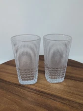 Fortessa Malcolm, 15oz Glasses W/Diamond Pattern/Raised Dots, Set Of 2  EUC