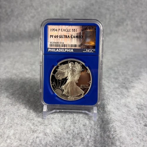 1994-P Proof American Silver Eagle NGC PF69 Ultra Cameo Blue Core Holder Label