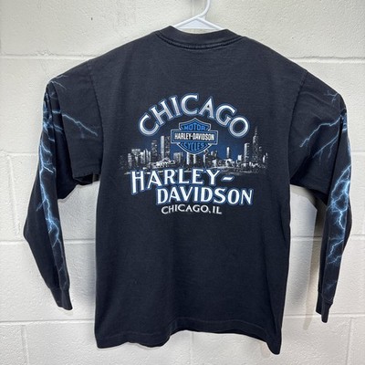 Vintage Harley Davidson Long Sleeve Shirt Medium Black Lightning