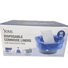 Commode Liners W/ Absorbent Pad Disposable Bedside 60 Count Potty Liner by DMI