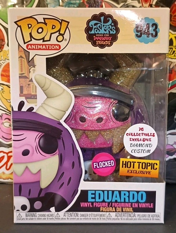 Funko POP! (DIAMOND) Fosters HFIF Eduardo (Flocked) #943 CUSTOM RARE VHTF