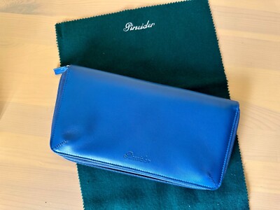 Pineider International Vintage Geldbörse Leder hellblau avio