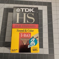 2 TDK HS T-160 High Standard Sound & Color Blank VHS Tapes 