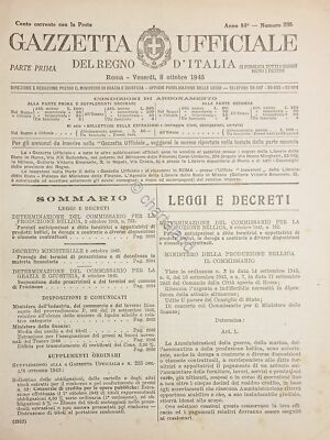 Official Journal of the Kingdom of Italy No. 235 - 1943 