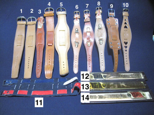 1970s Leather Hippie and Ultra-Twist Metal Flex Watch Bands NOS