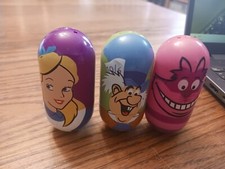 3 inch Mega Cheshire Cat Mad Hatter and Alice Disney Mighty Beanz Lot USED