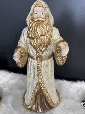 Vintage Hand Painted Old Saint Nick Off White /gold 15.5 '' Porcelain