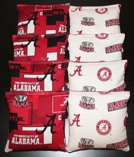 8 CORNHOLE BEANBAGS made w University of ALABAMA CRIMSON TIDE Fabric