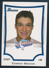 2009 BOWMAN AFLAC ALL AMERICAN GAME CONRAD GREGOR TRUE ROOKIE FIRST CARD