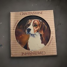 COASTER-STONE Coasters Sand Stone Cork Beagle Dog Back USA