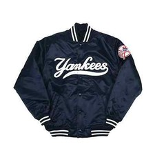 NY Yankees Vintage 90s Athletic Jacket Blue Satin Bomber Style Varsity Jackets