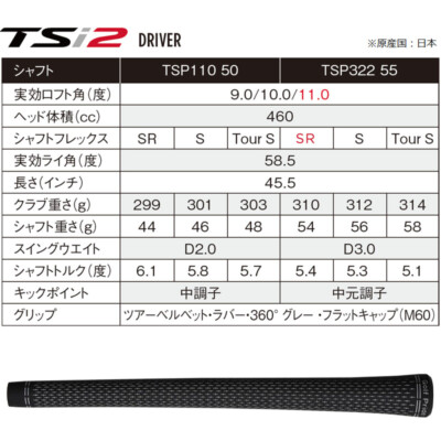 Titleist golf Japan TSi2 DRIVER TSP322 55 shaft JP model Titleist golf Japan TSi2 DRIVER TSP322 55 shaft JP model