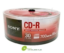 SONY Blank Music CD-R CDR Branded 80min Digital Audio 30 pack Media Disc
