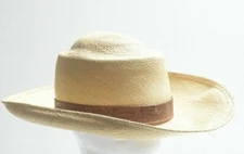 MAKINS NYC 6 3/4 USA HANDMADE STRAW PANAMA BREATHABLE Natural - Damaged