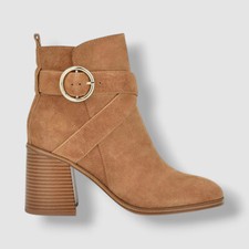 Nine West Women's Brown Need You Round Toe Block Heel Dress Booties Shoe Size 9