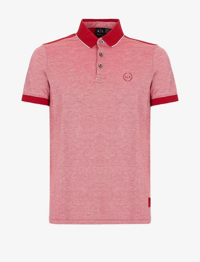 A|X Armani Exchange Men's Slim Fit Cotton Polo With Contrast Profile, Red, M