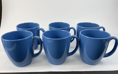 Set of Corelle Light Blue Stoneware Coffee Tea Cups Mugs Solid Periwinkle 