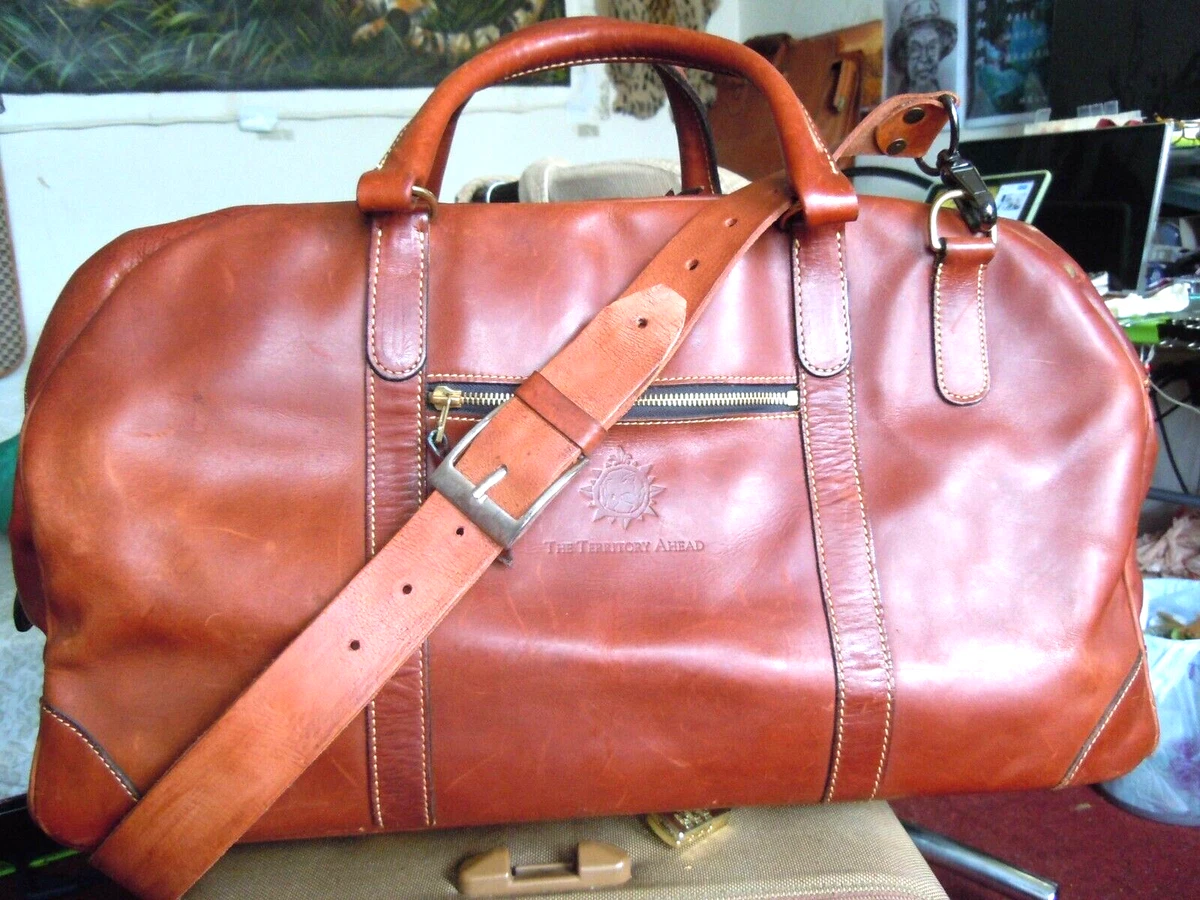 Brown top leather weekender