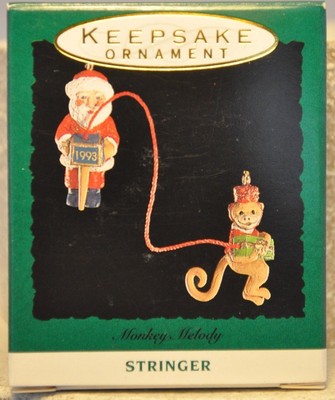 Hallmark - Monkey Stringer - Santa, Monkey, Music Grinder - Miniature Ornament