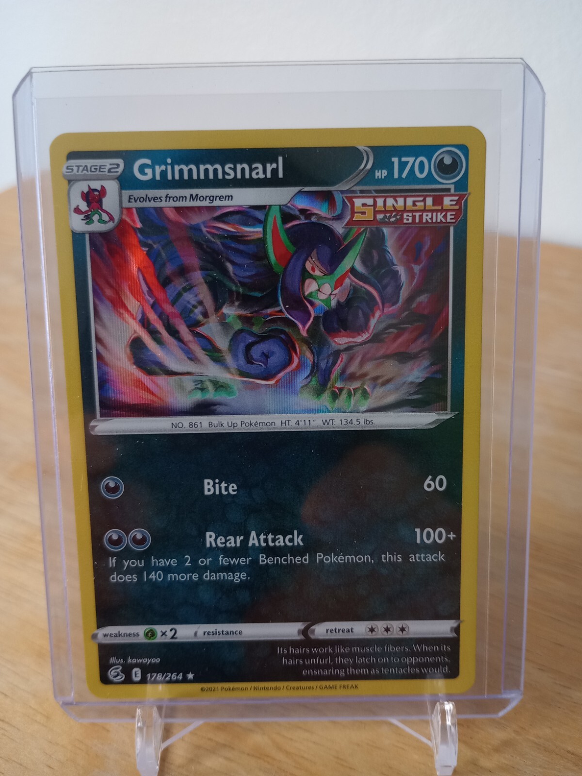 Pokemon Card Fusion Strike Grimmsnarl 178/264 Holo Rare - NM/MT