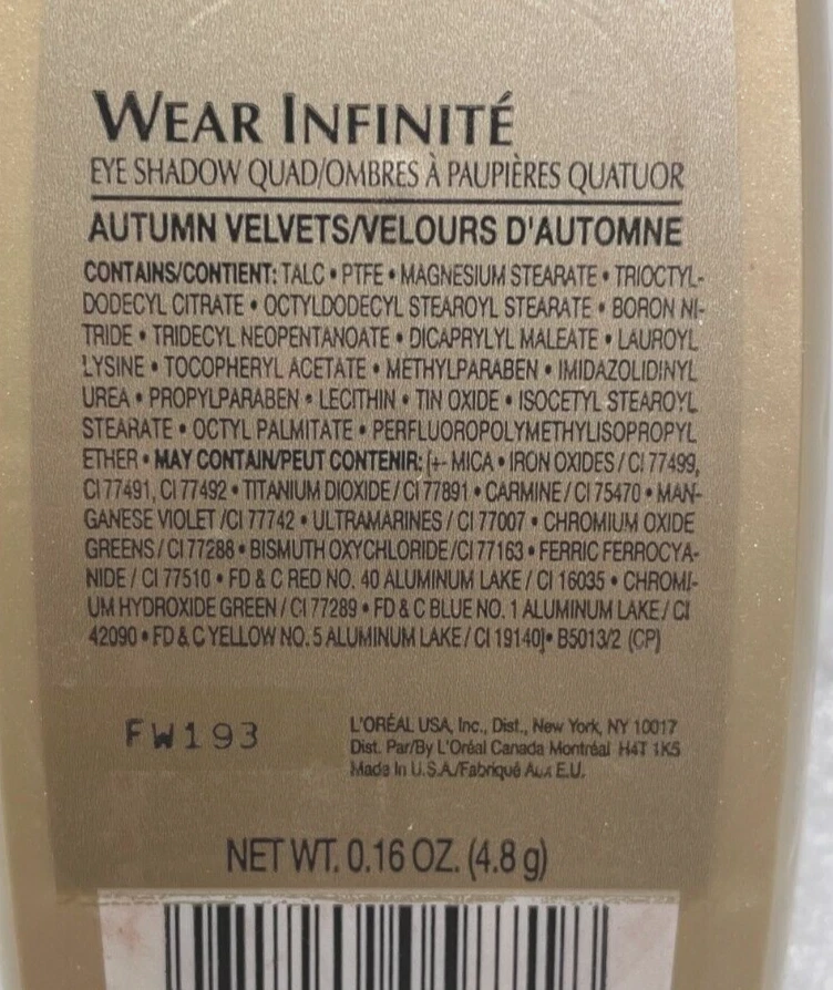 New L'OREAL WEAR INFINITE  Eye Shadow QUAD- AUTUMN VELVETS **RARE ORIGINAL - Image 4 of 4
