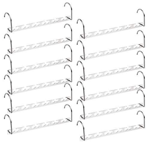 12 Pack Space-Saving Metal Magic Hangers for Closet Organization Multi-Purpose Cascading Design