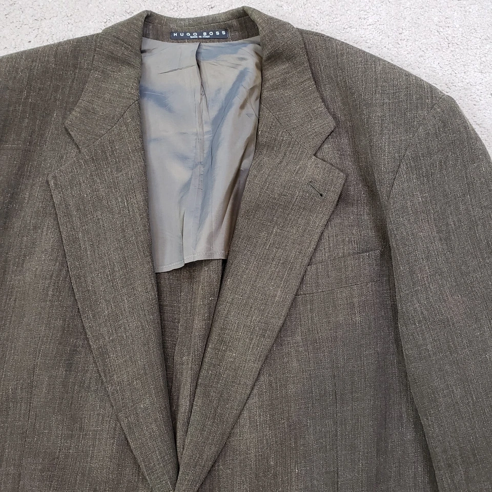 Blazer Vintage Hugo Boss Hombres 44L Marrón Dorado Lana LINO Chaqueta Abrigo Deportivo Foto 4 de 4